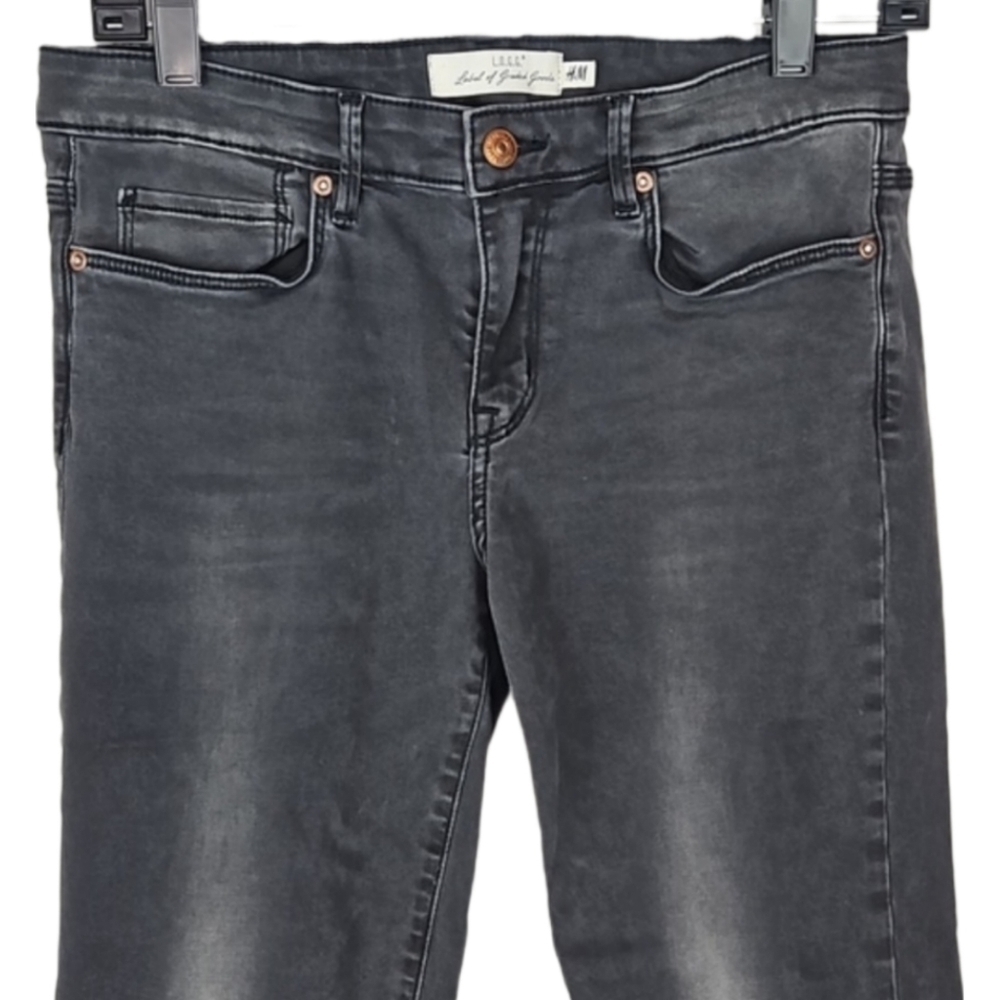 H&M Dark Gray Denim Jeans Skinny Stone Washed Stretch Cotton Grey Jean 29" Waist - Picture 2 of 8
